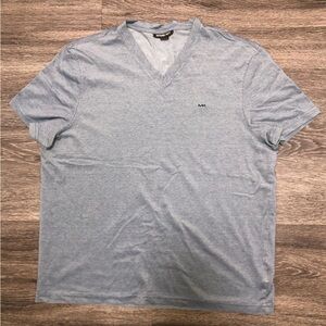 Michael Kors V-Neck T-Shirt - Grey/Blue/White - Size XL